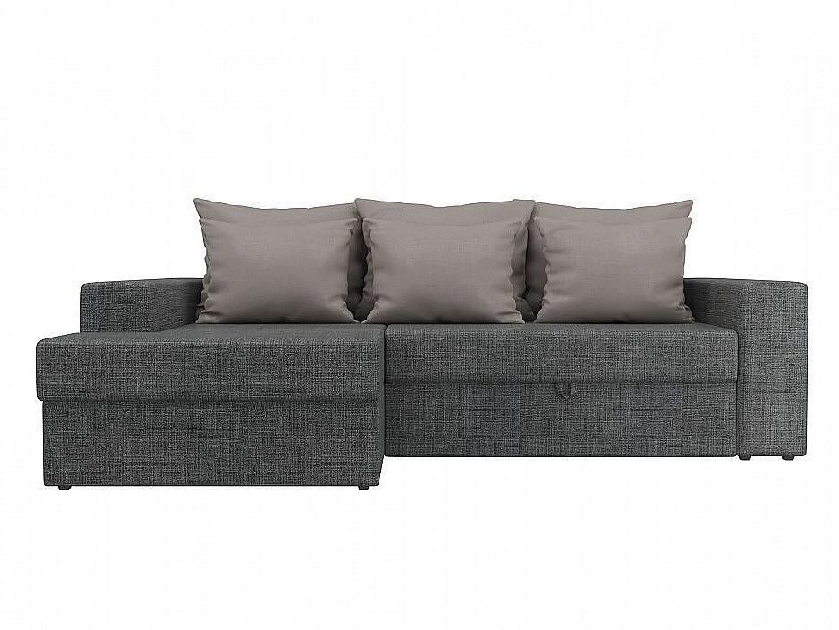 

Диван угловой Майами левый Рогожка Серый с бежевыми подушками, Серый/бежевый;бежевый
