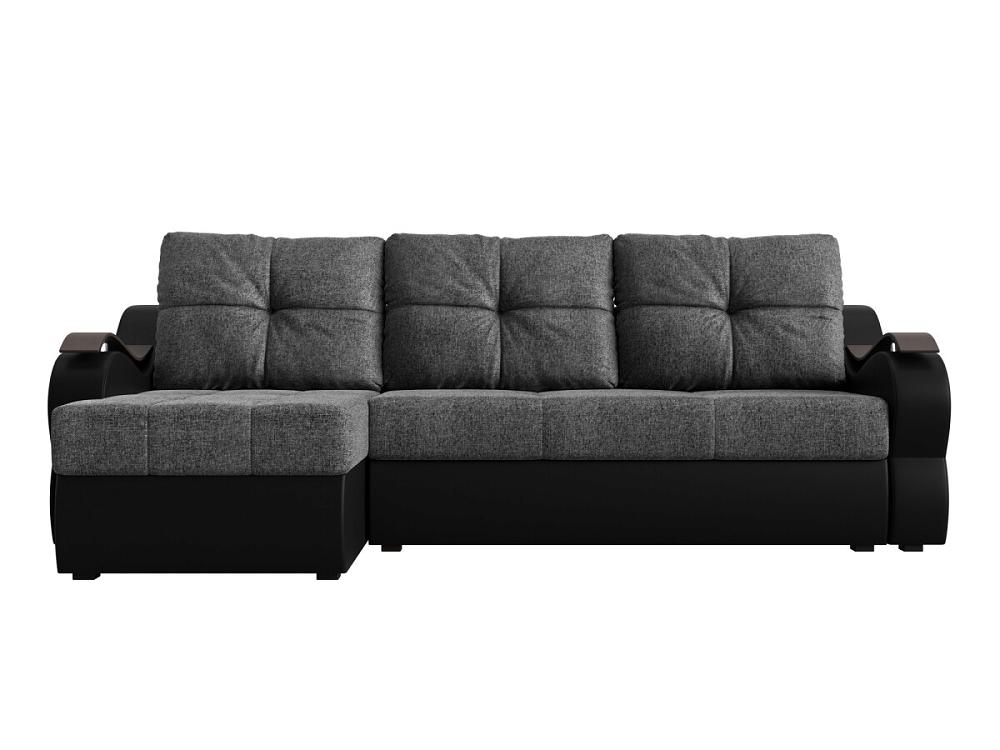 

Диван угловой Меркурий левый Рогожка Серый Экокожа Черный, Серый/черный;черный