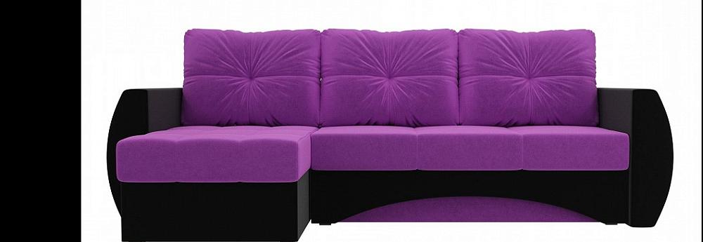 Угловой диван левый Сатурн Микровельвет Фиолетовый/Черный Браво ДУ-086-1157, цвет фиолетовый/черный - фото 1