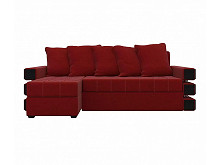 Угловой диван левый Венеция Микровельвет Красный