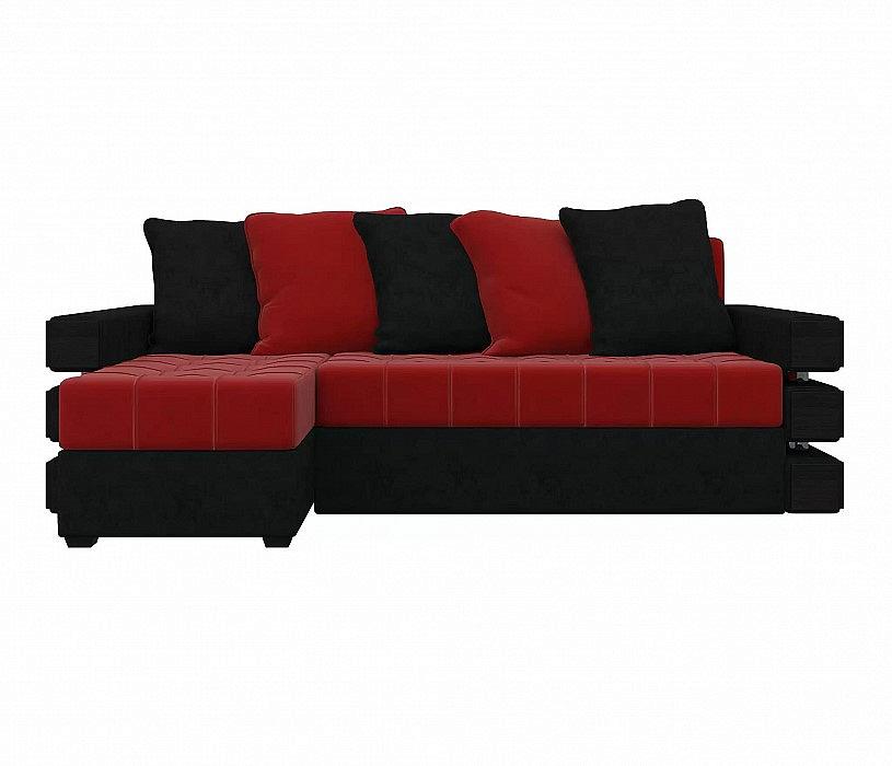 Диван угловой Венеция левый Микровельвет Красный Чёрный кресло для геймеров cactus cs chr 030blr чёрный красный