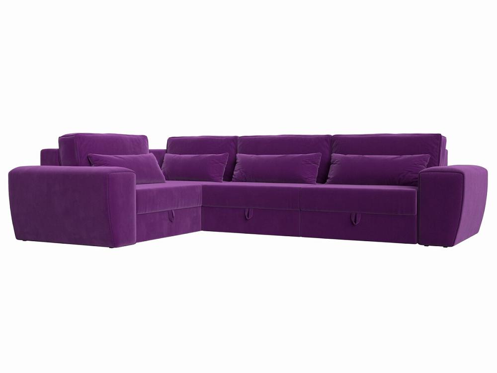 Угловой диван Лига-008 Long левый Микровельвет Фиолетовый диван угловой мэдисон long правый вельвет коричневый с коричневыми и бежевыми подушками