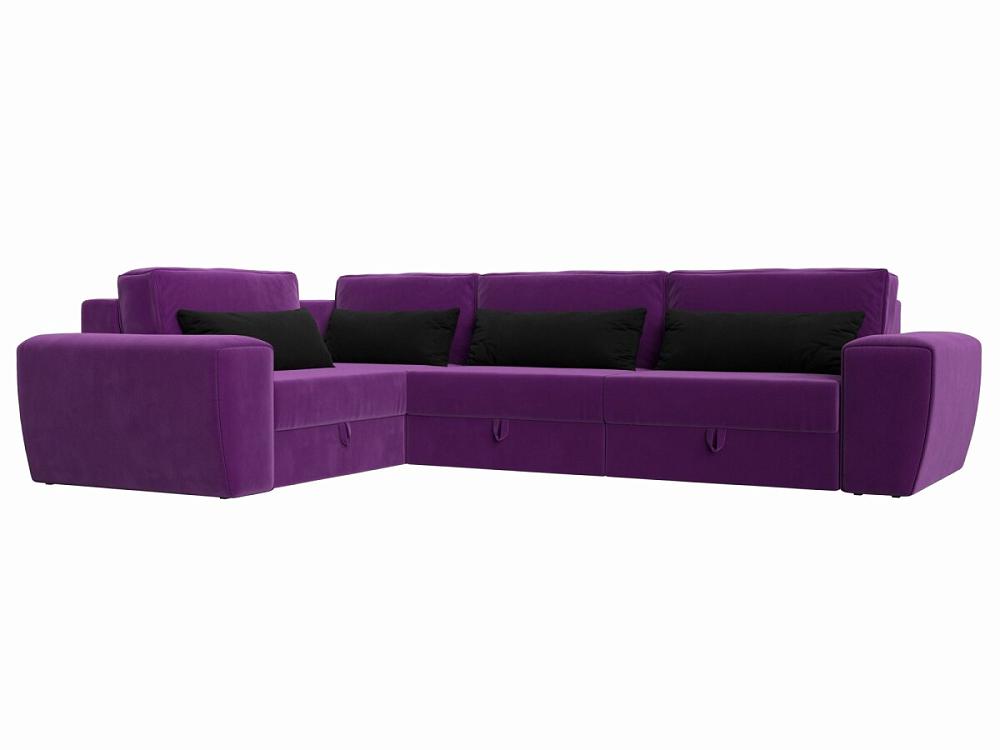 Угловой диван Лига-008 Long левый Микровельвет Фиолетовый/Черный прямой диван мэдисон long рогожка бежевый