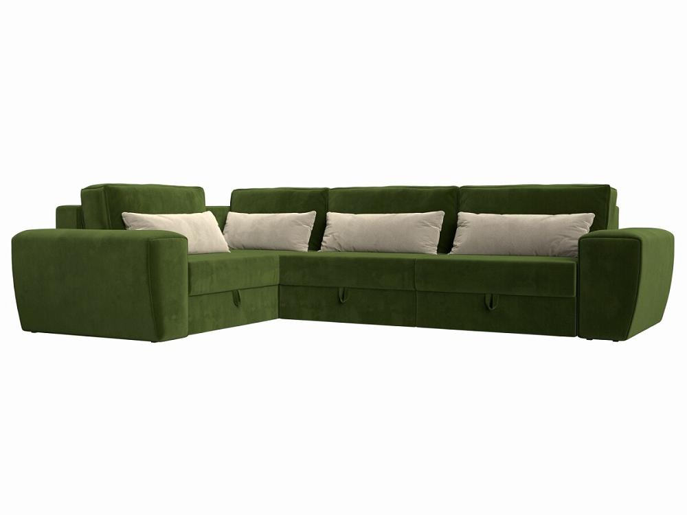 Угловой диван Лига-008 Long левый Микровельвет Зеленый/Бежевый прямой диван мэдисон long рогожка бежевый