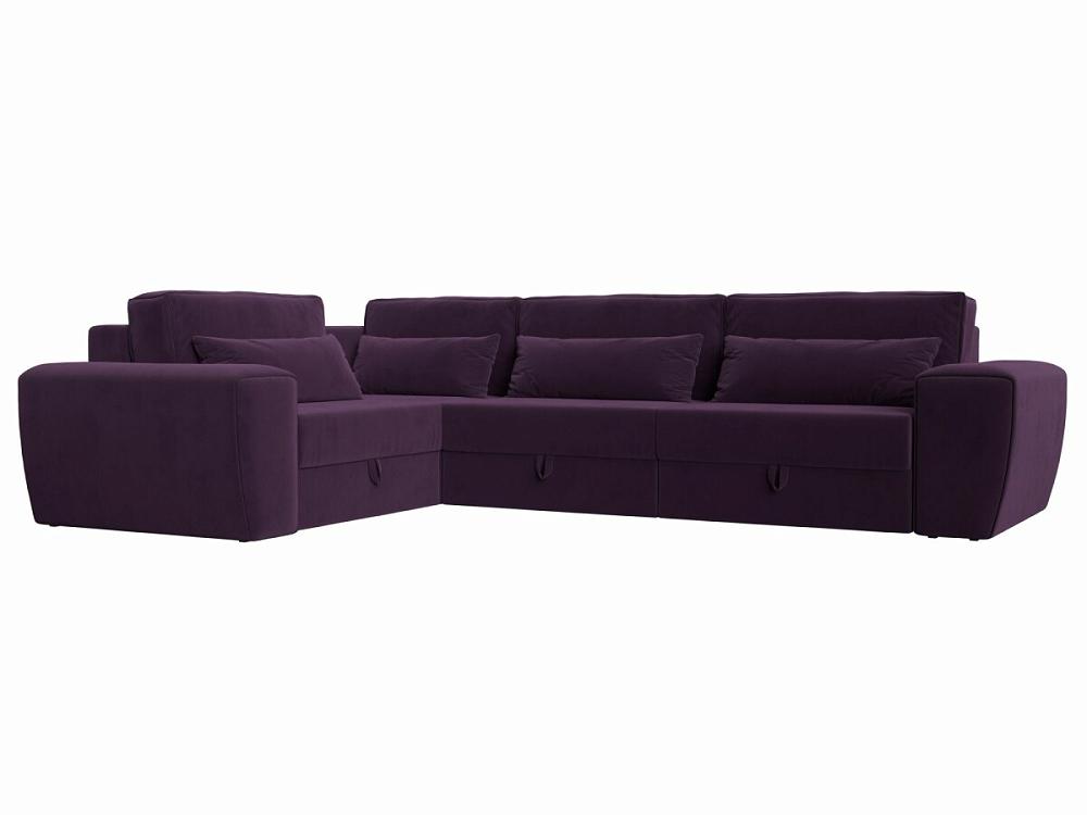 Угловой диван Лига-008 Long левый Велюр Фиолетовый кошелек на молнии фиолетовый