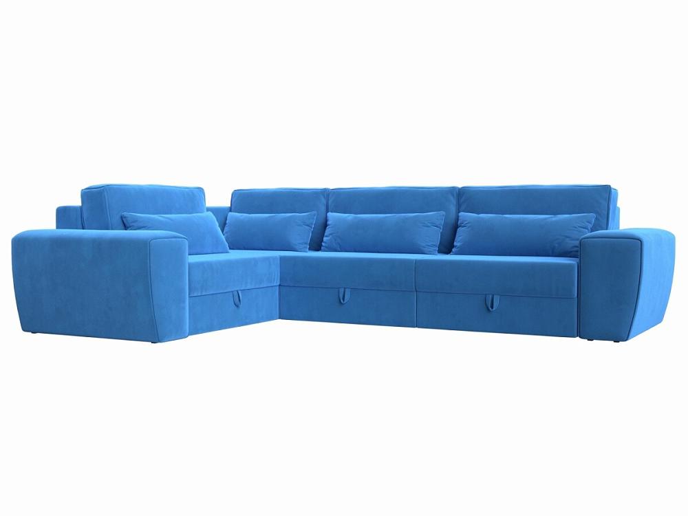 Угловой диван Лига-008 Long левый Велюр Голубой прямой диван мэдисон long микровельвет бежевый с коричневыми подушками