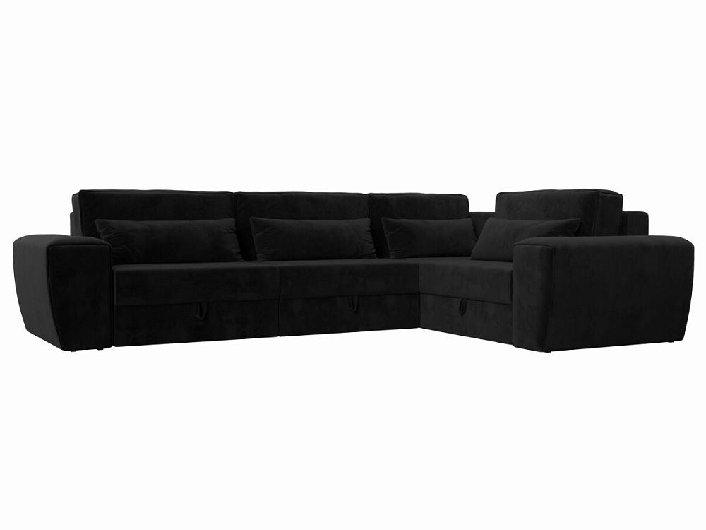 Угловой диван Лига-008 Long правый Велюр Черный диван угловой мэдисон long правый рогожка серый