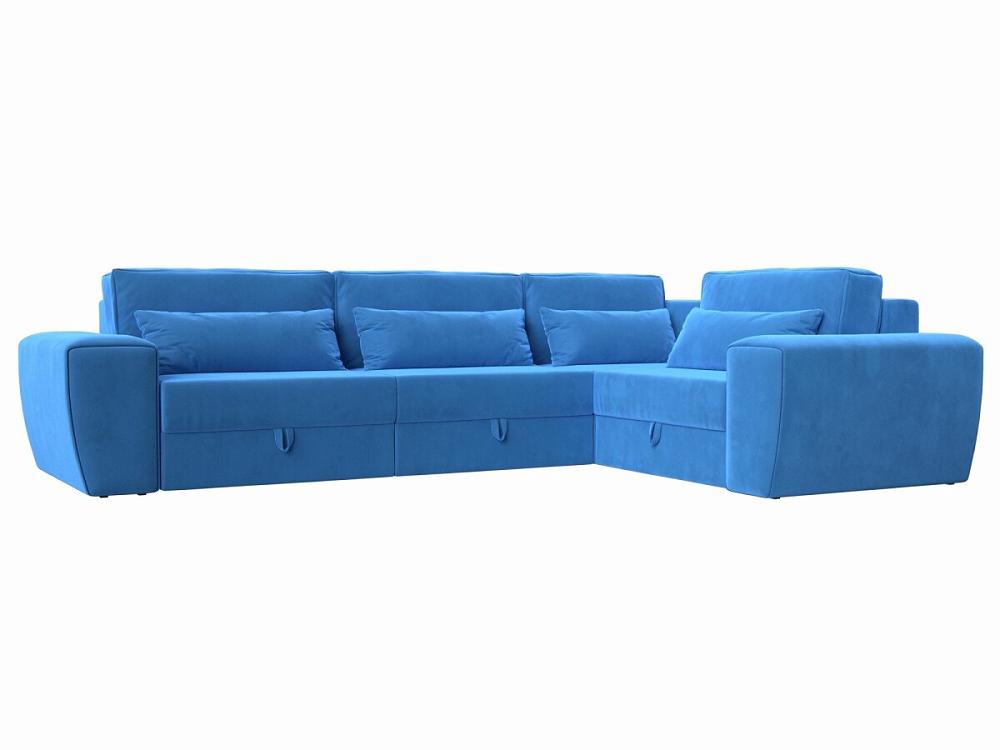 Угловой диван Лига-008 Long правый Велюр Голубой long double loop french blue набор полотенец 3 шт