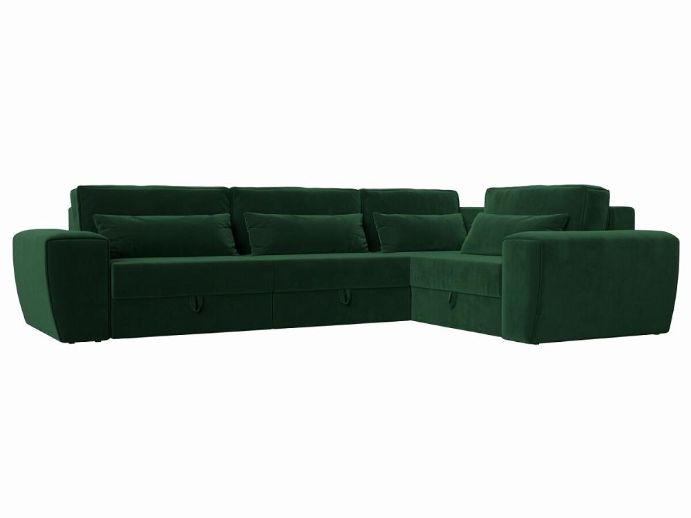 Угловой диван Лига-008 Long правый Велюр Зеленый кровать интерьерная лотос микровельвет зеленый