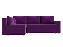 Угловой диван Мансберг микровельвет фиолетовый угол левый