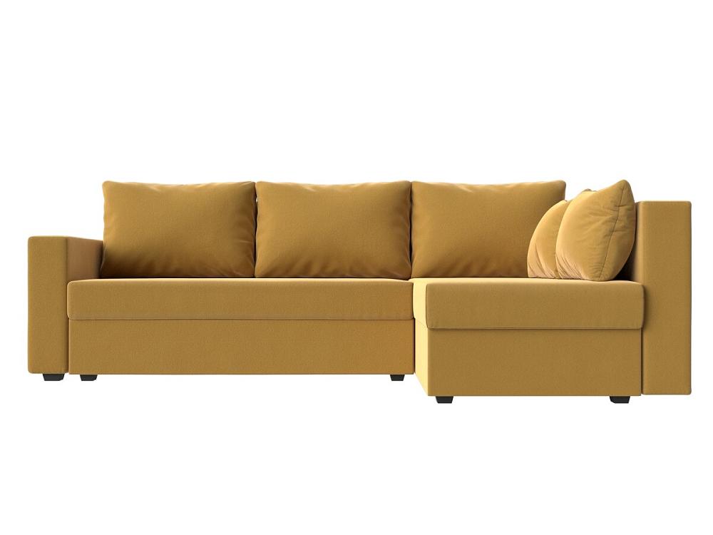Угловой диван Мансберг микровельвет желтый угол правый сумка в роддом с косметичкой желтый