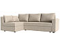 Угловой диван Мансберг рогожка бежевый угол левый