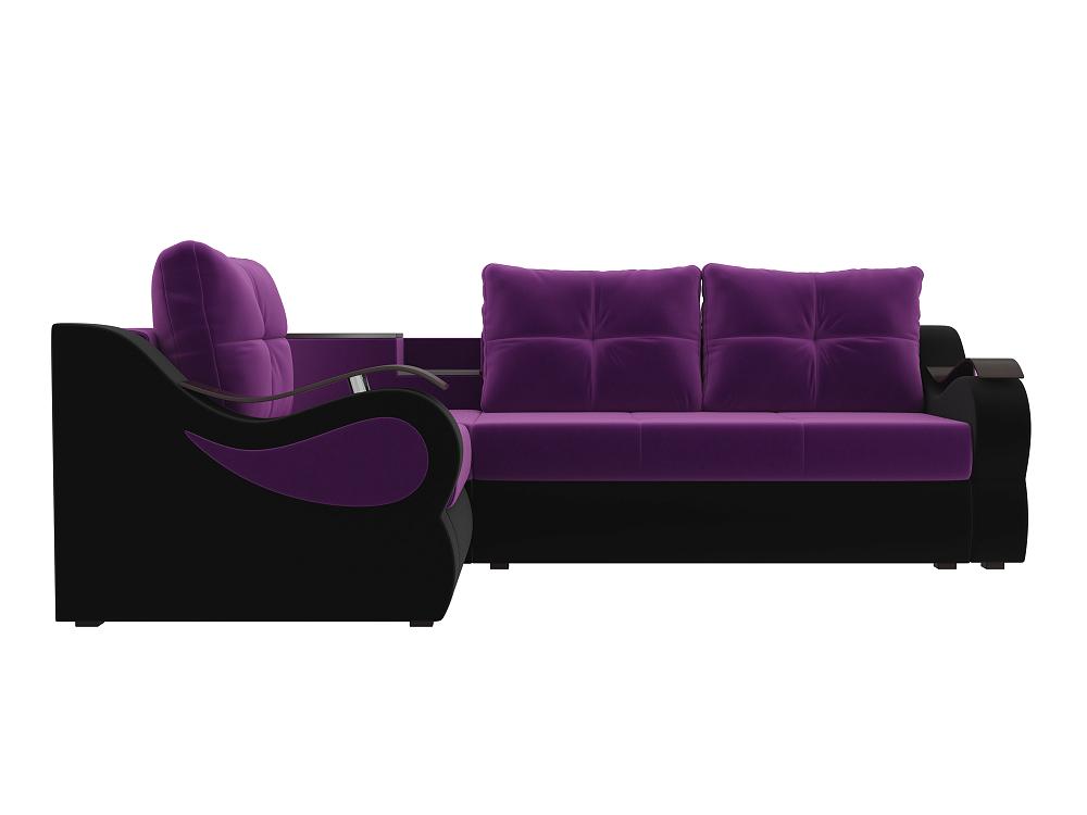 кровать интерьерная камилла микровельвет чёрный фиолетовый 160х200 Угловой диван Митчелл Микровельвет Фиолетовый Чёрный левый угол