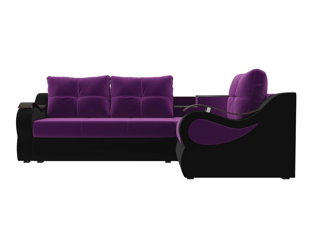 Угловой диван Митчелл Микровельвет Фиолетовый Чёрный правый угол кресло для геймеров zombie game penta чёрный