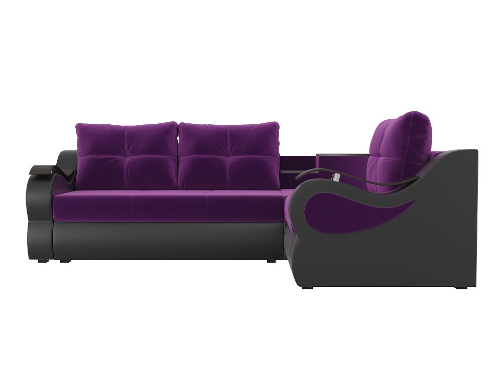 Угловой диван Митчелл Микровельвет Фиолетовый Экокожа Чёрный правый угол кресло для геймеров oklick 111g чёрный