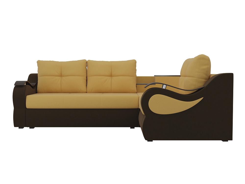 Угловой диван Митчелл Микровельвет Жёлтый Коричневый правый угол мягкая интерьерная кровать стефани 1400 п м ткань жёлтый