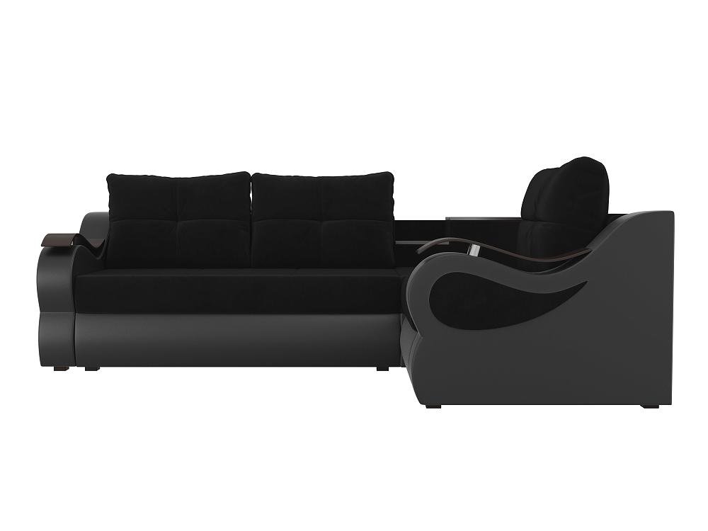 Угловой диван Митчелл Велюр Чёрный Экокожа Чёрный правый угол диван прямой венеция микровельвет чёрный фиолетовый