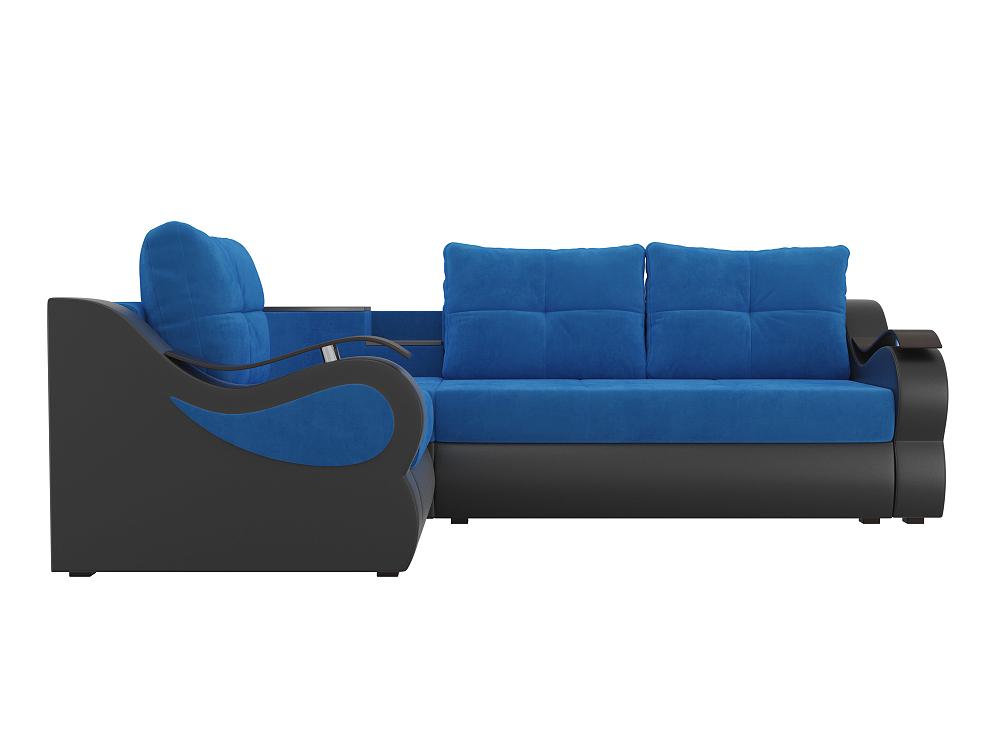 Угловой диван Митчелл Велюр голубой Экокожа Чёрный левый угол кресло для геймеров a4tech x7 gg 1200 чёрный голубой