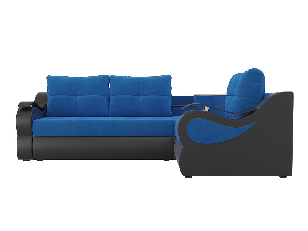 Угловой диван Митчелл Велюр голубой Экокожа Чёрный правый угол кресло для геймеров a4tech x7 gg 1200 чёрный голубой