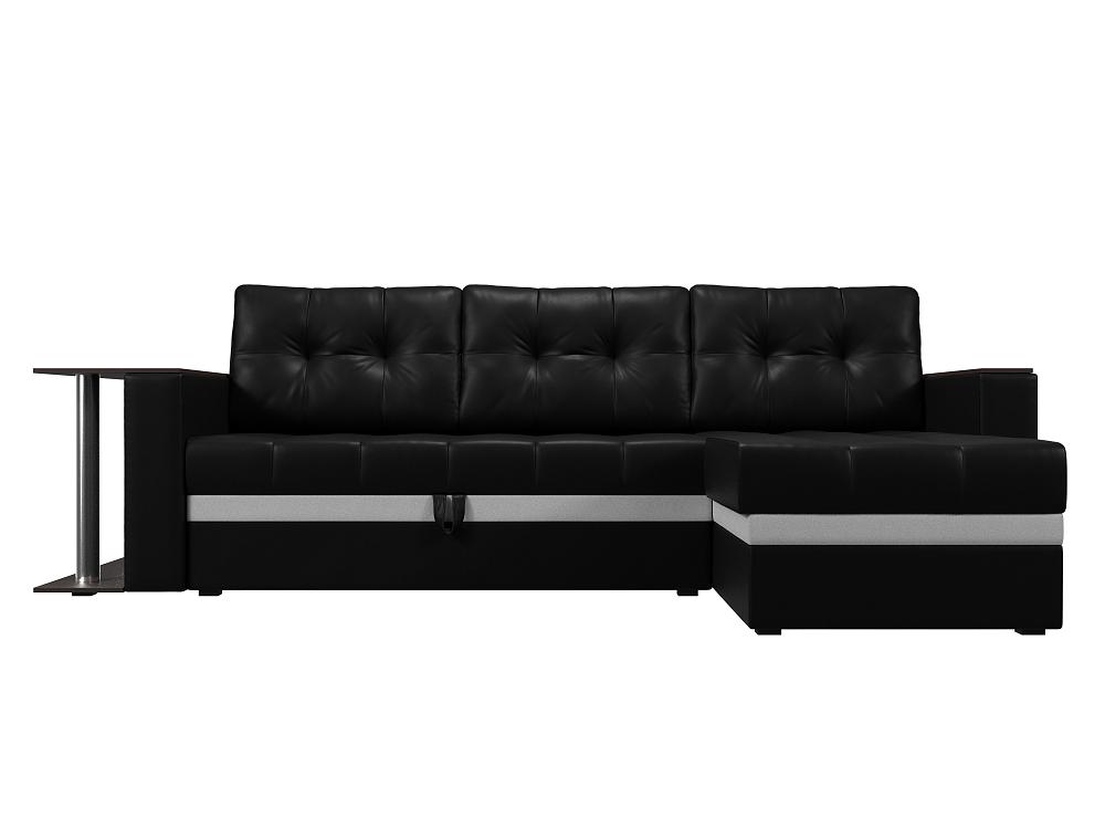 Диван угловой Атланта М правый Экокожа Черный комплект мягкой мебели атланта со столом sofa 2