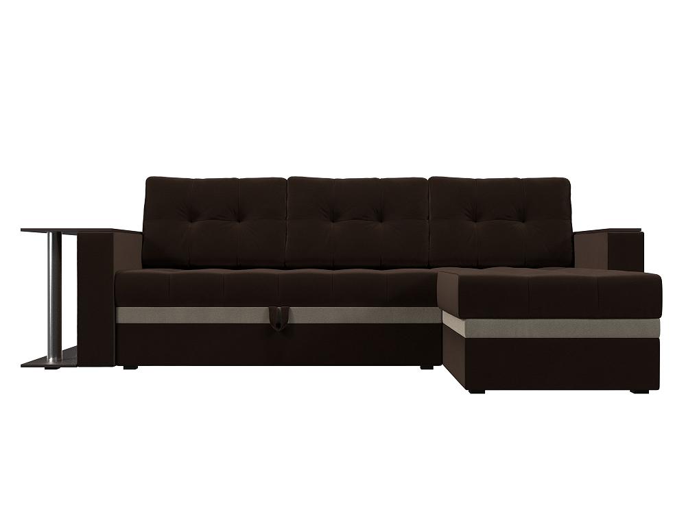 Диван угловой Атланта М правый Микровельвет Коричневый комплект мягкой мебели атланта со столом sofa 2