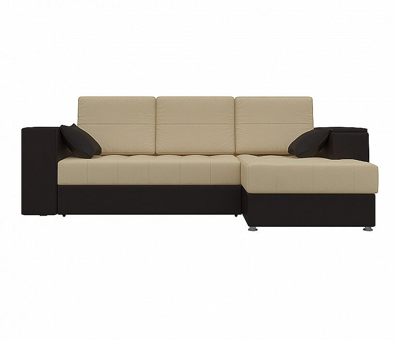 

Диван угловой Атлантис правый Экокожа Бежевый Коричневый