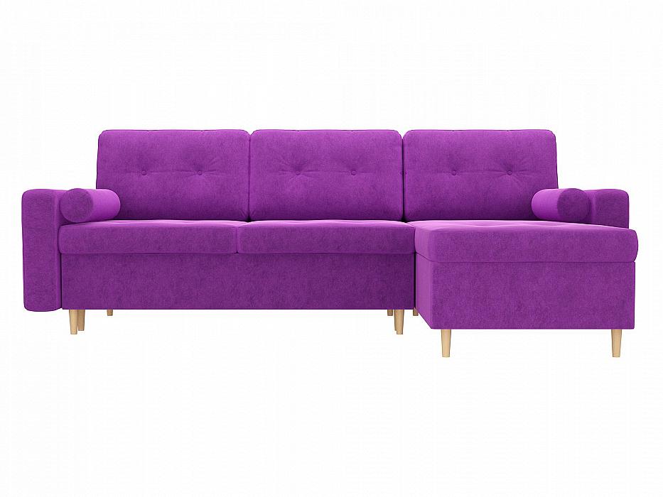 Диван угловой Белфаст правый Микровельвет Фиолетовый модуль угловой с подушками гиацинт лунго серый