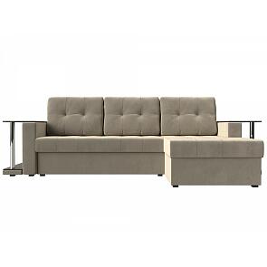 Диван угловой Даллас правый Микровельвет Бежевый