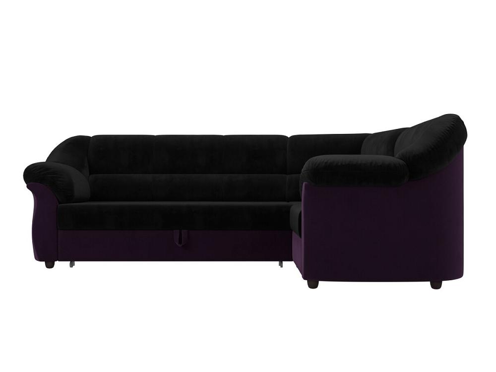 Диван угловой Карнелла правый Велюр Черный Фиолетовый ролик для пресса 40 х 19 х 19 см фиолетовый