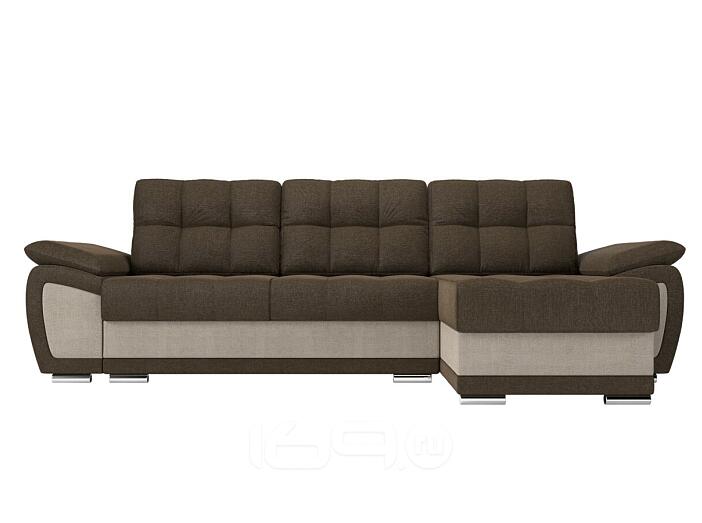 Диван угловой Нэстор правый Рогожка Коричневый Бежевый
