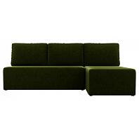 Диван угловой Поло правый Микровельвет Зеленый