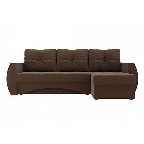 Диван угловой Сатурн правый Рогожка Коричневый
