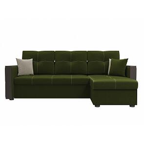 Диван угловой Валенсия правый Микровельвет Зеленый