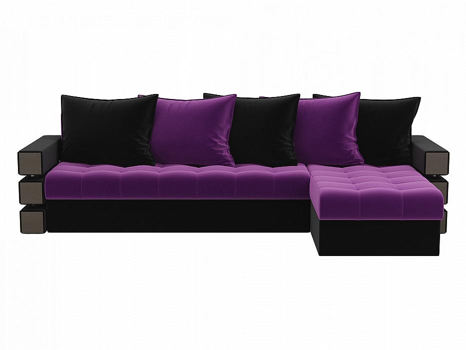 Диван угловой Венеция правый Микровельвет Фиолетовый Черный кровать интерьерная ларго микровельвет фиолетовый 160х200