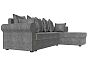 Угловой диван Рейн рогожка серый кант коричневый угол правый