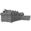 Угловой диван Рейн рогожка серый кант коричневый угол правый