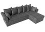 Угловой диван Рейн рогожка серый кант коричневый угол правый