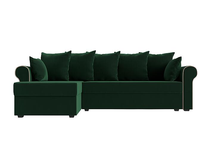 Купить Угловой диван Рейн велюр зеленый кант бежевый угол левый с обивкойвелюр, угловой диван со спальным местом: ширина 118 см, глубина 196 см