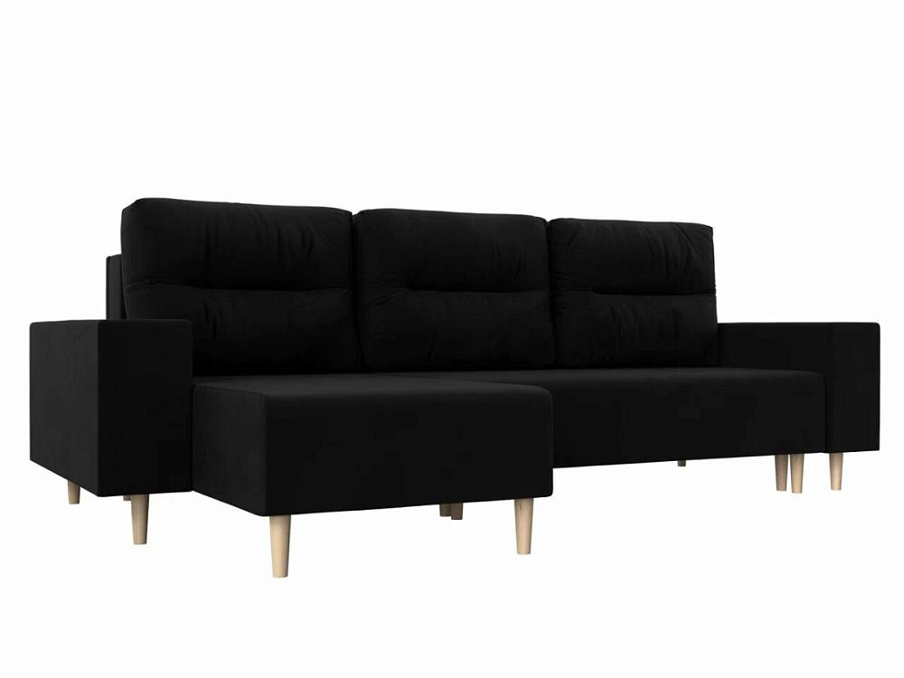Угловой диван Шанхай угол левый Микровельвет Черный органайзер qwerty для дивана и кресла черный 32x6x80 см