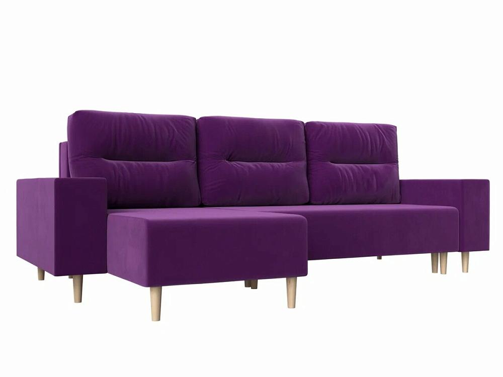 Угловой диван Шанхай угол левый Микровельвет Фиолетовый брашинг d 1 8 4 × 22 5 см фиолетовый белый