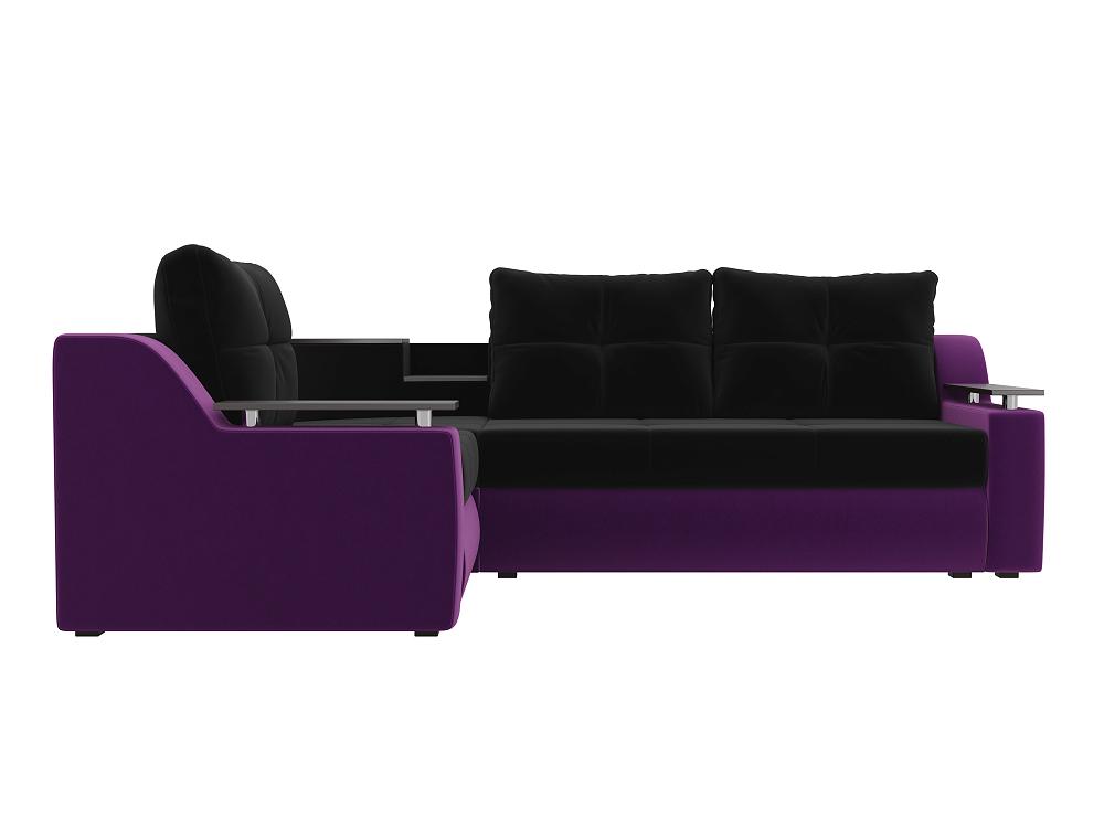 Угловой диван Тесей Микровельвет Чёрный Фиолетовый левый угол кресло для геймеров zombie game penta чёрный