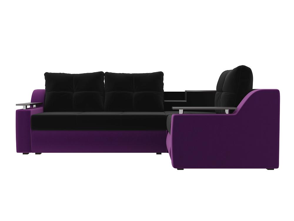 Угловой диван Тесей Микровельвет Чёрный Фиолетовый правый угол кресло для геймеров cooler master caliber r1s gaming чёрный серый