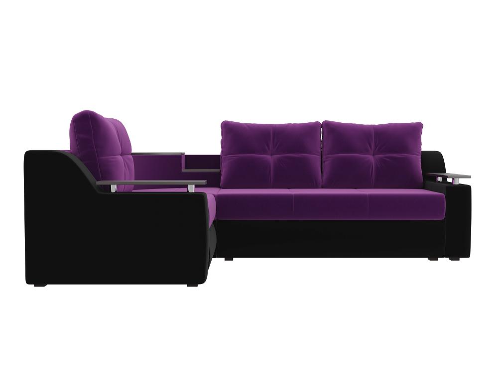Угловой диван Тесей Микровельвет Фиолетовый Чёрный левый угол кресло для геймеров zombie game penta чёрный