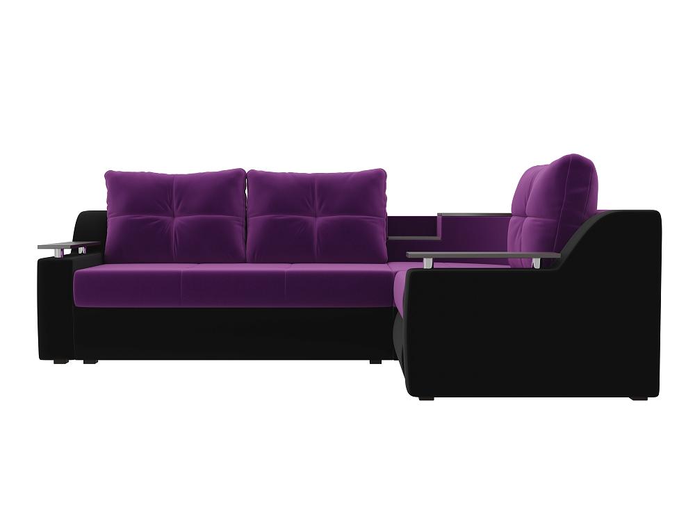 Угловой диван Тесей Микровельвет Фиолетовый Чёрный правый угол кресло brabix nitro gm 001 531817 чёрный