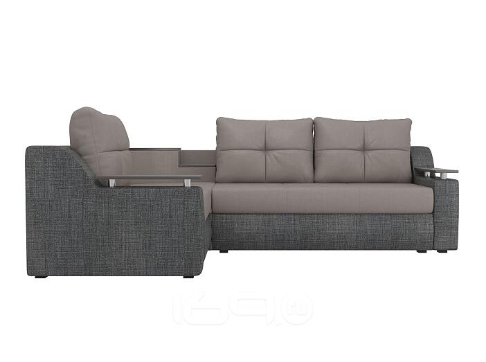 Угловой диван Тесей Рогожка Бежевый Серый левый угол