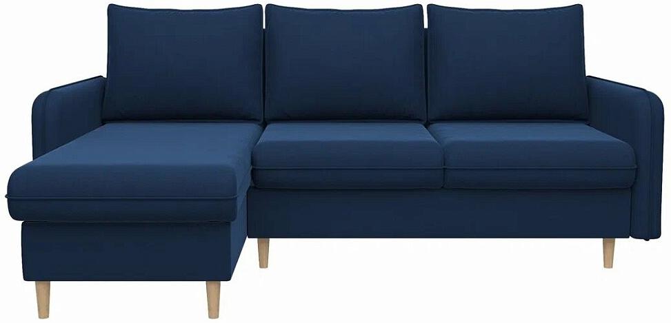 Угловой диван Торонто левый велюр синий мягкая интерьерная кровать стефани 1400 бп м ткань синий