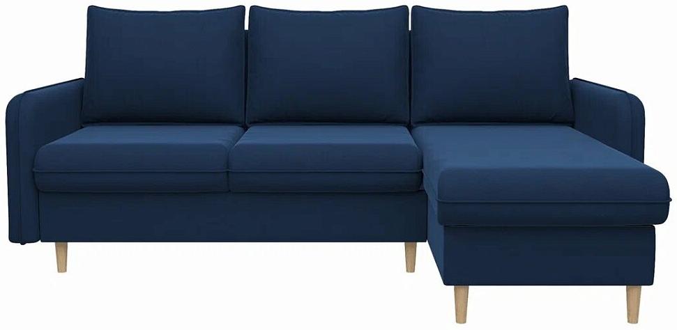 Угловой диван Торонто правый велюр синий мягкая интерьерная кровать стефани 1400 бп м ткань синий