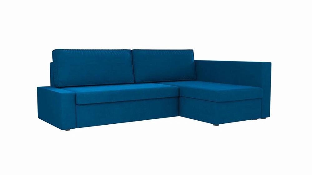 Угловой диван Версаль Велюр Синий  угол Правый мягкая интерьерная кровать стефани 1400 бп м ткань синий