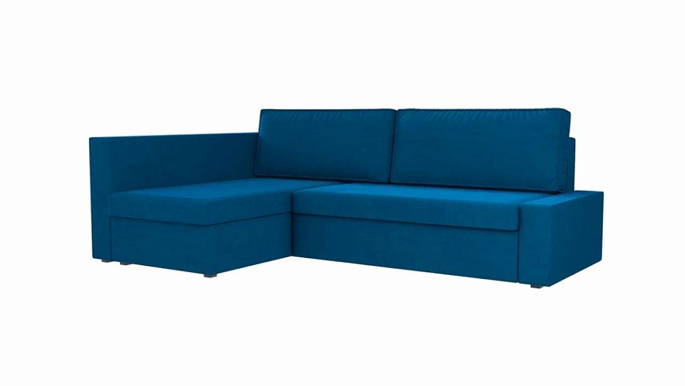 Угловой диван Версаль Велюр Синий  угол Левый мягкая интерьерная кровать стефани 1400 бп м ткань синий