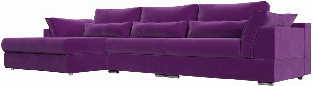 Угловой диван Пекин Long угол левый микровельвет фиолетовый диван угловой мэдисон long правый рогожка серый с бежевыми и серыми подушками